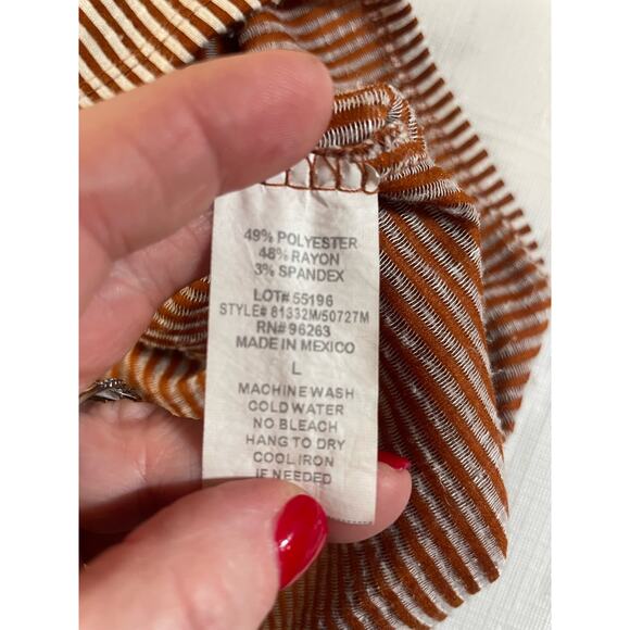 Rae Republic Large Women's Cold Shoulder Top Striped Blouse Shirt - Picture 2 of 6